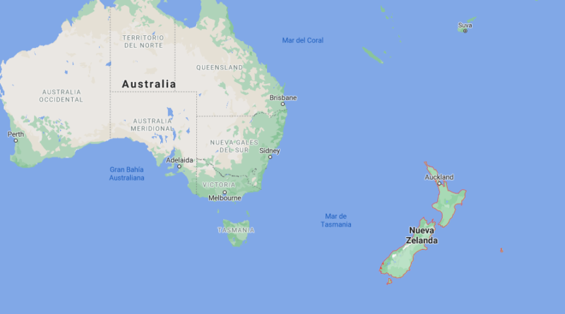 ¿Dónde está Nueva Zelanda en el mapa planisferio