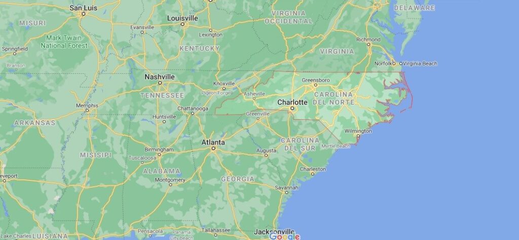¿Dónde está ubicada Carolina del Norte