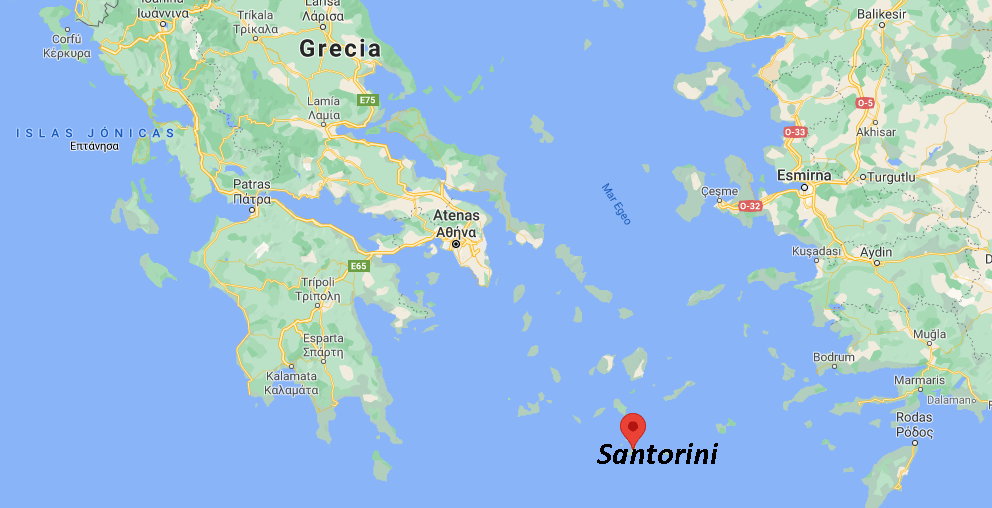 ¿Dónde queda Santorini mapa