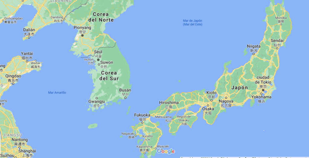 ¿Dónde se encuentra Corea del Sur en el planisferio
