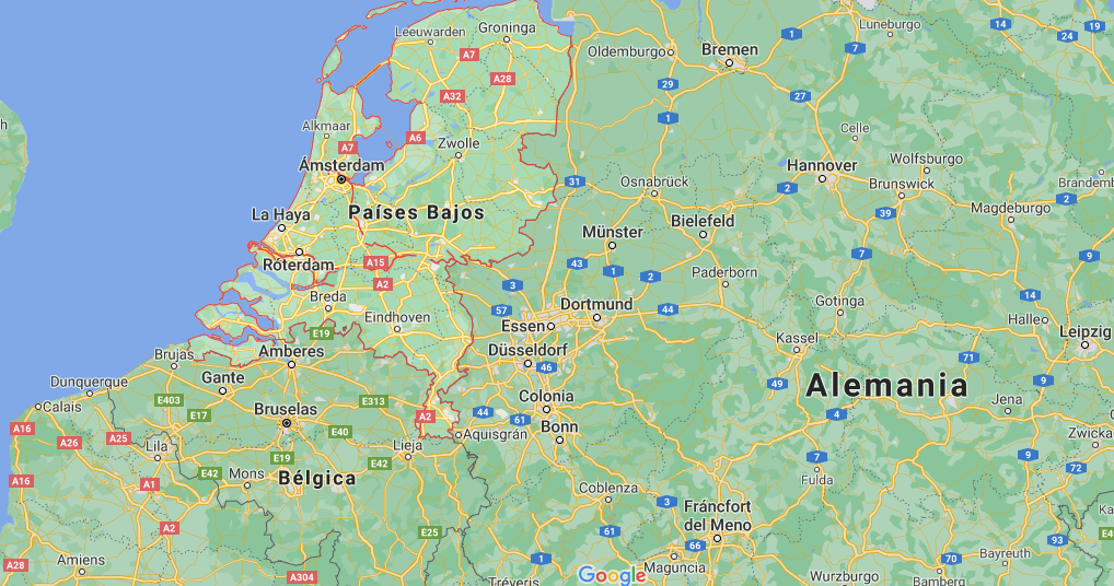 ¿Dónde se ubica en el mapa Países Bajos