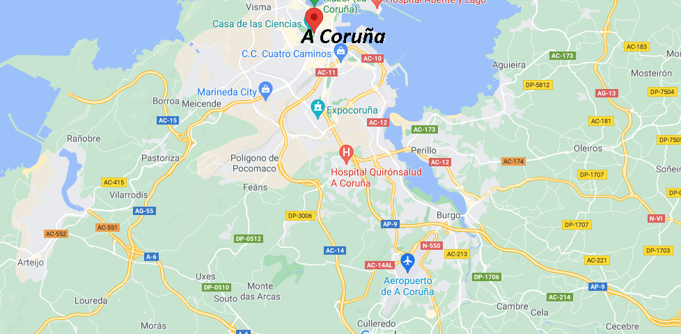 ¿Cuál es la ubicacion geografica de A Coruña