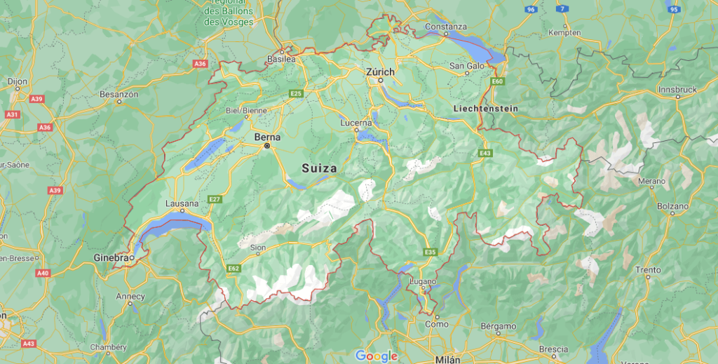¿Dónde está suiza en Europa
