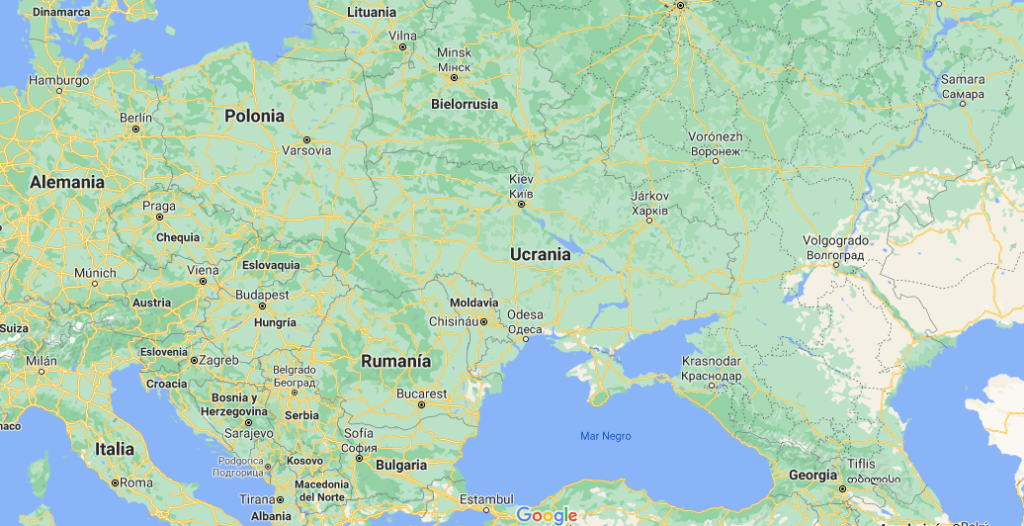 ¿Dónde se encuentra Ucrania en el mapa planisferio