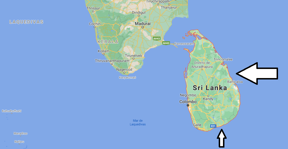 ¿Qué país está cerca de Sri Lanka