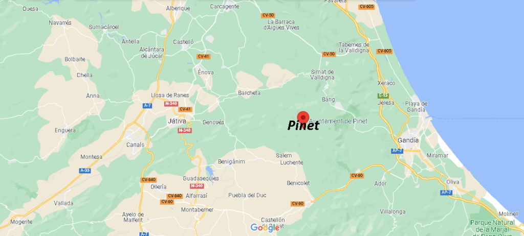 ¿Dónde está ubicada la ciudad de Pinet