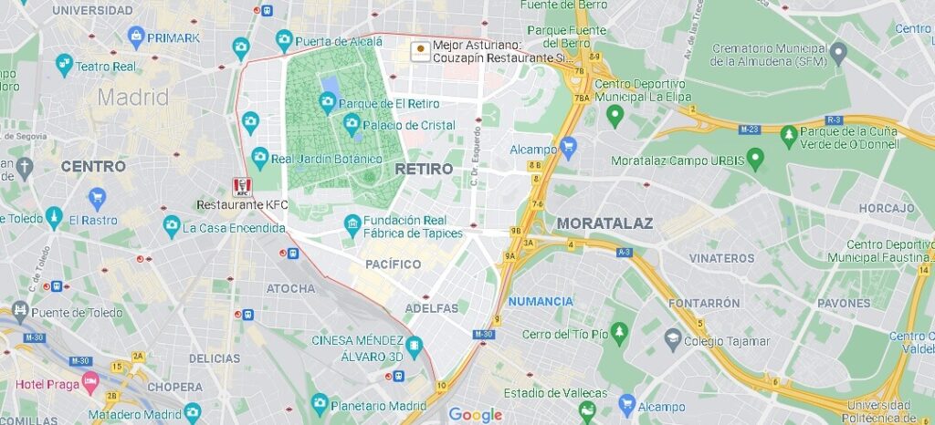 Mapa Retiro de Madrid