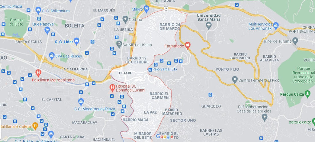 Mapa Petare en Venezuela