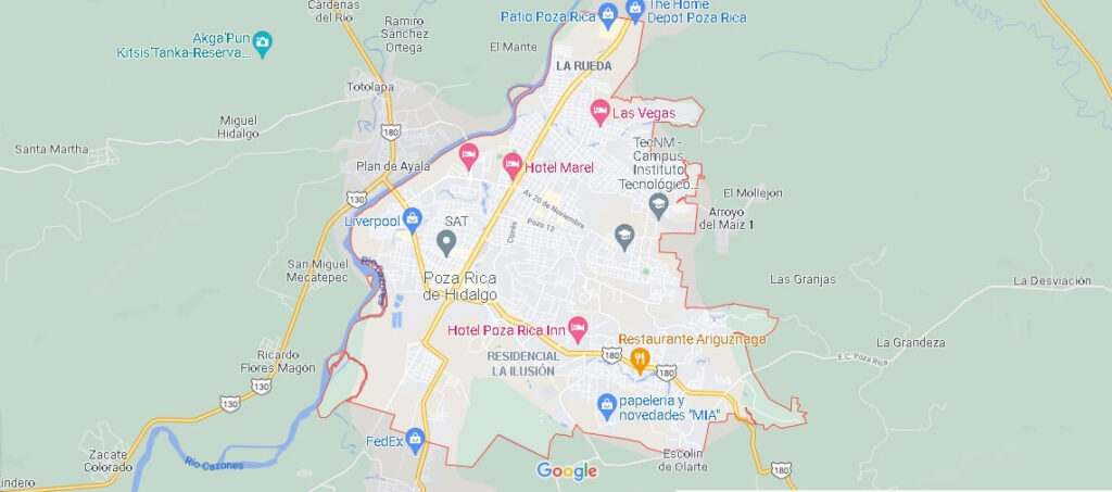 Mapa Poza Rica de Hidalgo