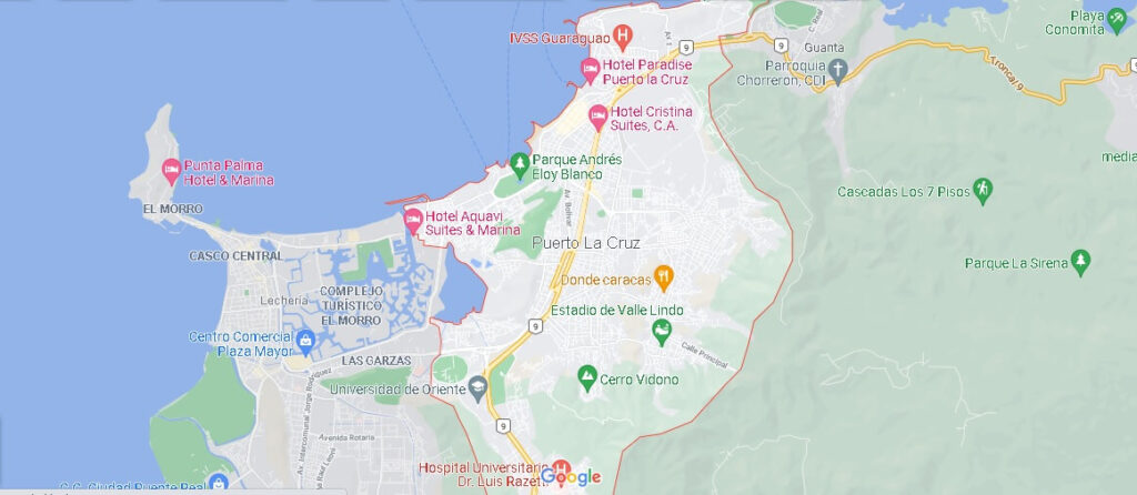 Mapa Puerto La Cruz en Venezuela