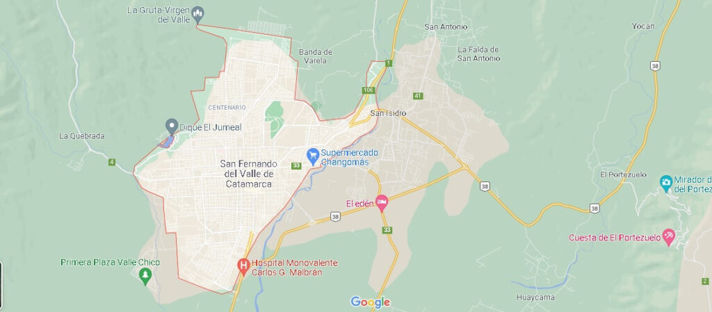 Mapa San Fernando del Valle de Catamarca
