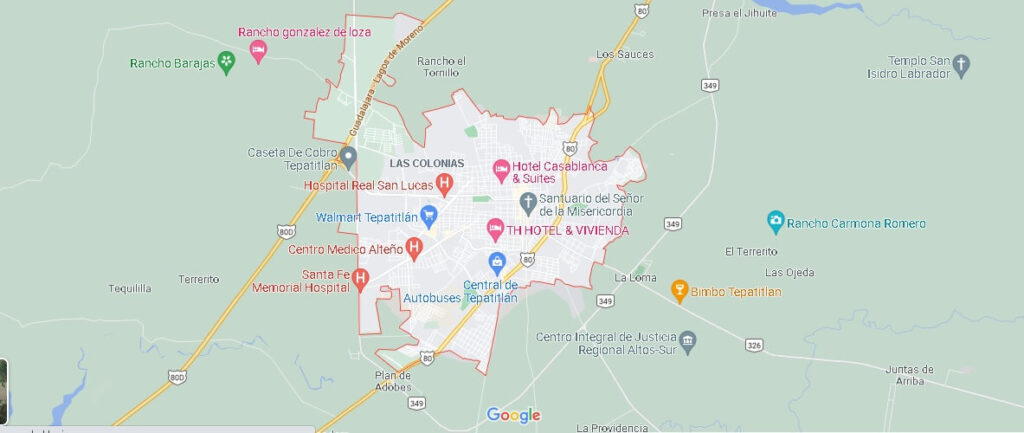 Mapa Tepatitlán de Morelos