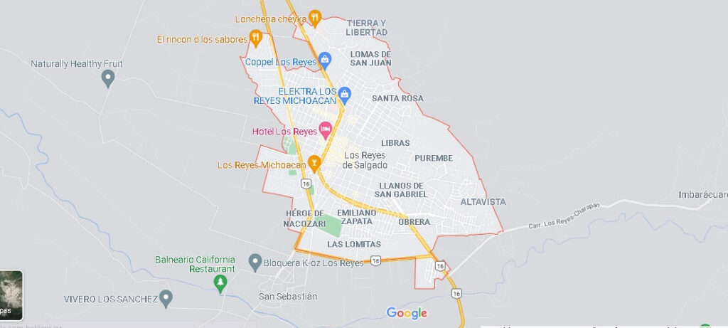 Mapa Los Reyes de Salgado