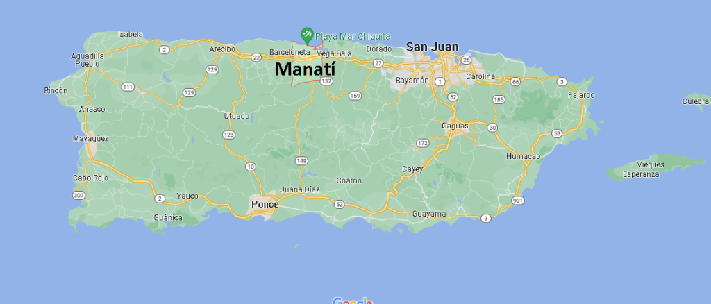 ¿Dónde está Manatí Puerto Rico