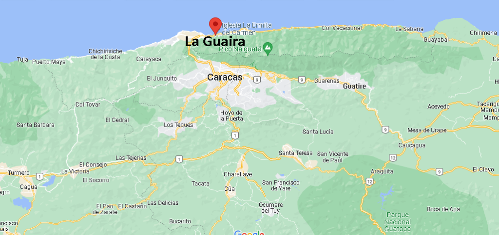 ¿Dónde se ubica La Guaira en el mapa de Venezuela