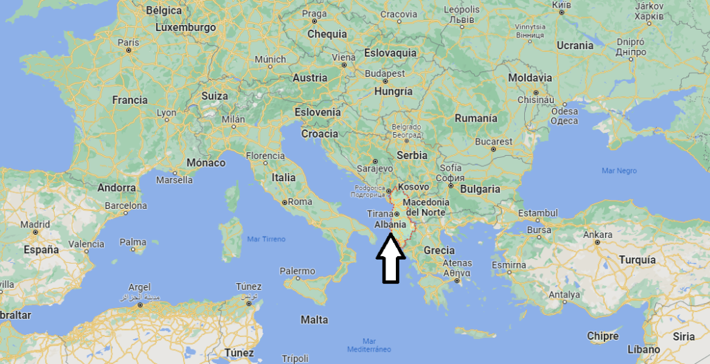 ¿Dónde queda Albania en el mapa de Europa