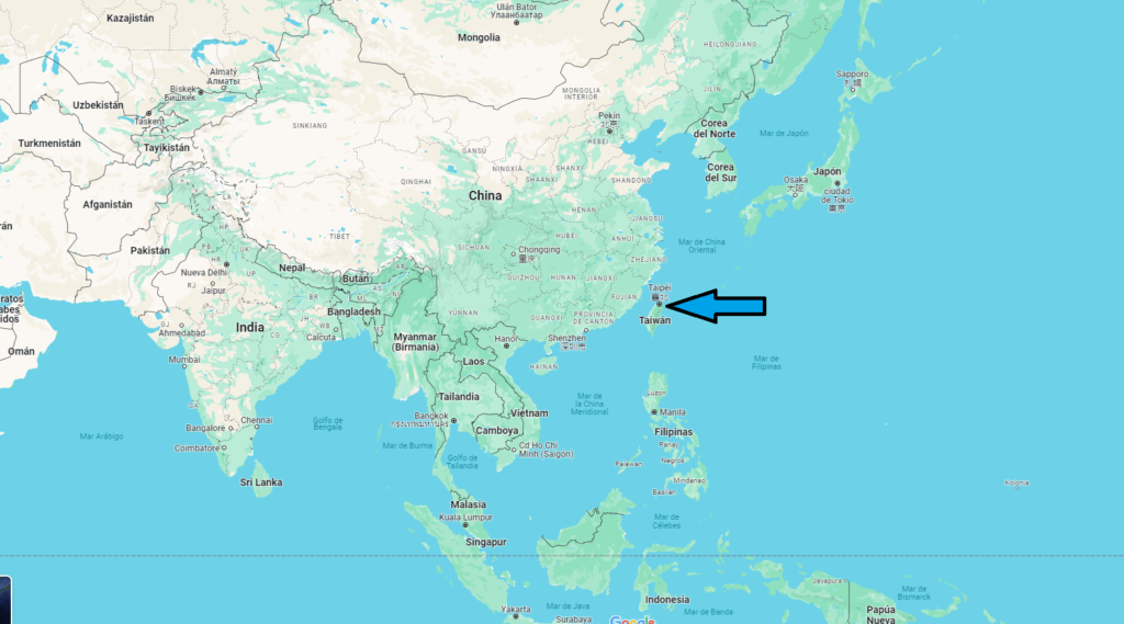 ¿Dónde está ubicado Taiwán en el mapa